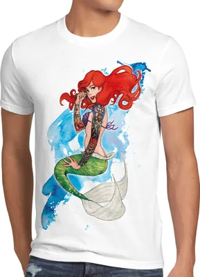 Produktbild von style3 Arielle TATTOO Herren T-Shirt meerjungfrau biker motorrad punk rock