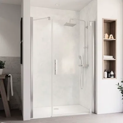 Produktbild von Drehtür für Nische Breuer Europa Design 120 cm Anschlag rechts Klarglas Profilfarbe chrom Einstiegsbreite 82 cm