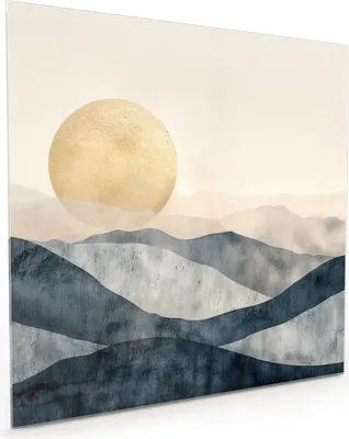 Produktbild von Küchenrückwand Spritzschutz Glas mit Motiv Sonnenaufgang Hügel 40 x 40 cm