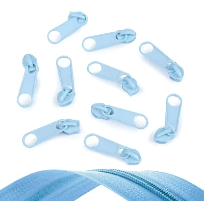 Produktbild von 10 Reißverschluss Zipper für Endlosreißverschluss, 5mm, Farbauswahl, Farbe:hellblau