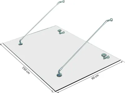 Produktbild von Vordach Glasvordach Türvordach, Gehärtetem Glas, 304 Edelstahl Klarglas 150 x 90 cm