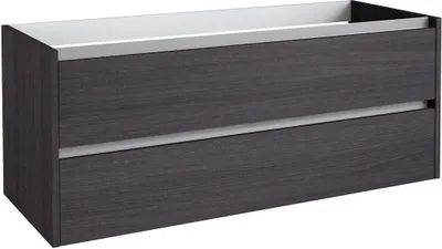 Produktbild von Waschtischunterschrank Kolkata 37 mit Siphonausschnitte für Doppelwaschtisch, Farbe: Eiche Schwarz – 50 x 120 x 46 cm (H x B x T)