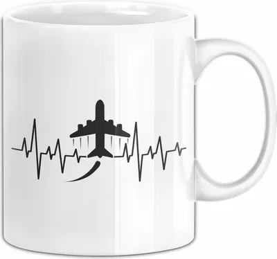 Produktbild von Flugzeuge Tasse Geschenk Herzschlag Flughafen Geschenkidee (Weiß)