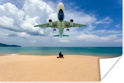 Produktbild von MuchoWow® Poster Flugzeug fliegt tief über eine Person 60x40 cm - Schlafzimmerdekoration