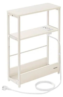 Produktbild von Nachttisch mit Steckdose - Spanplattenstahl - 18x45x58 cm