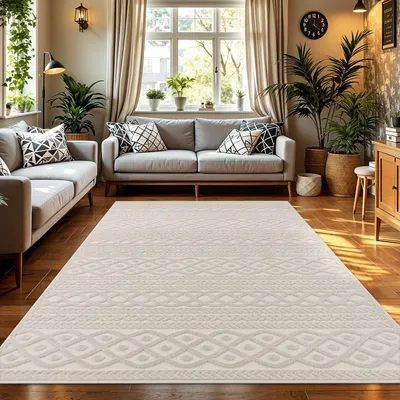 Produktbild von TT Home In-& Outdoorteppich Wetterfest Balkon Schlafzimmer Boho Skandi Motiv Unifarben Geometrische Optik Moderner Style Größe 60x100 cm
