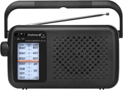 Image de Radio AM-FM portable avec antenne télescopique et poignée de transport - noir