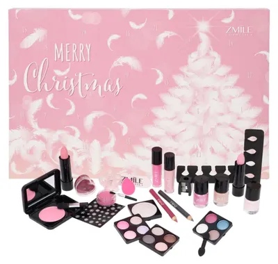 Produktbild von Beauty Adventskalender Pink and Fluffy 24 Überraschungen zum Schminken und Stylen im traditionellen Türchen-Adventskalender mit veganer Kosmetik