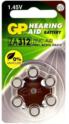 Produktbild von GP Batteries Hearing Aid ZA312, Einwegbatterie, PR41, Zink-Luft, 1,4 V, 6 Stück(e), 3,6 mm