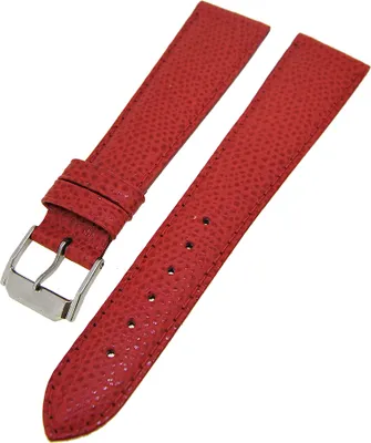 Produktbild von Uhrenarmband Lederband Rot Ton in Ton 18mm Dornschließe Silber
