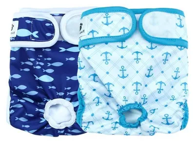 Image de Couche lavable réutilisable pour chiennes, gamme "L'Ocean"