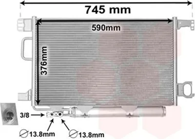 Produktbild von VAN WEZEL 30005435 Kondensator Klimaanlage Klimakondensator passend für MERCEDES-BENZ C-Klasse Limousine (W203) +Trockner