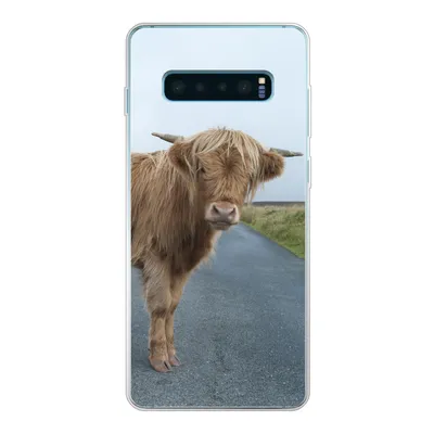 Produktbild von MuchoWow® Handyhülle Schutzhülle Hülle für Samsung Galaxy S10 Lite Scottish Highlander - Straße - Gras Silikon Softcase Handy Hülle - Schutz