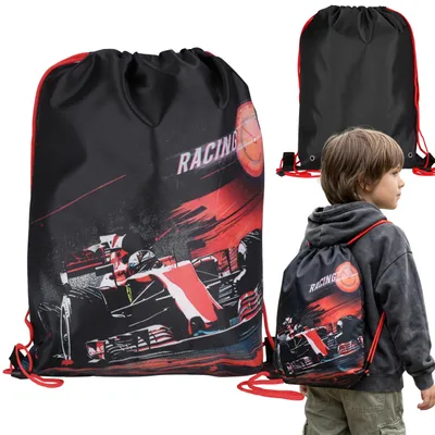 Produktbild von Turnbeutel Schwarzer Rennwagen für Jungen, Sportbeutel für Schule, 38 x 33 cm