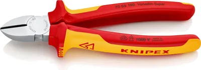 Produktbild von Knipex Seitenschneider DIN ISO 5749 L180mm mit Facette VDE-isoliert 1000V Chrom 2K - 70 06 180 SB