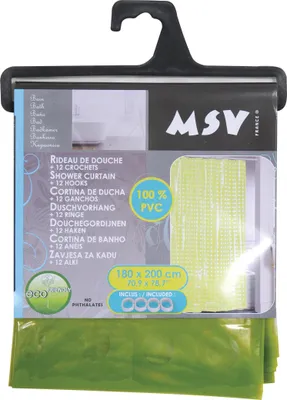 Produktbild von MSV Anti-Schimmel Duschvorhang Grün Anti-Bakteriell, waschbar, wasserdicht PVC 180x200cm