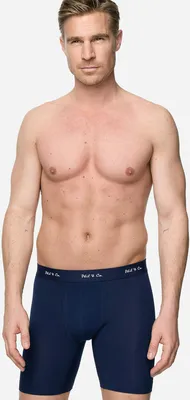 Zdjęcie produktu dla Phil & Co. Berlin Męskie spodnie retro 3-pak Jersey Long Boxer - czerwone+niebieskie+granatowe - rozmiar XL