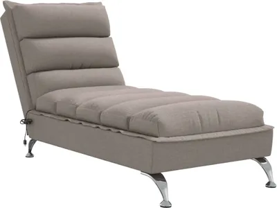 Image de Chaise longue de massage avec coussin Taupe Tissu