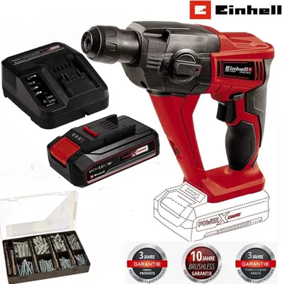 Produktbild von Einhell Akku-Bohrhammer TE-HD 18 Li- 18V Akku 2.5 Ah + Bosch Befestigungsset