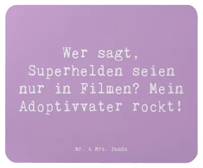 Produktbild von Mr. & Mrs. Panda Mouse Pad Spruch Adoptivvater Superheld - Lavendeltraum - Geschenk, Geschenke, Familienstruktur, laptop mousepad, Familienmitglieder, Mauspad, pc