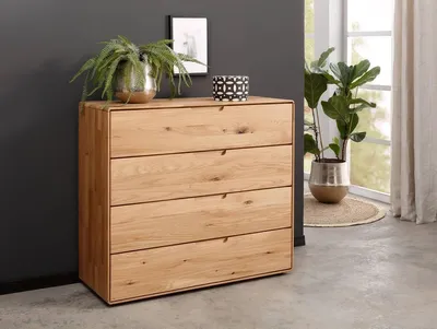 Produktbild von Kommode 100x91cm "Kent" Wildeiche massiv 4SK
