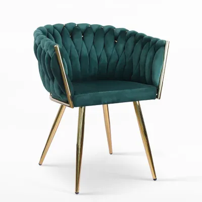 Immagine prodotto di Poltrona di design in velluto con gambe e braccioli dorati Versailles - Verde scuro