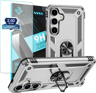 Produktbild von Armor Outdoor Handyhülle für Samsung Galaxy S25+ Handy Panzer Case Schutzhülle mit 9H Displayglas Displayschutz Farbe: Silber