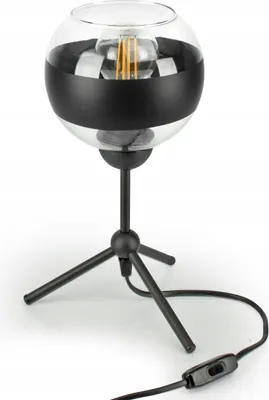 Produktbild von LUXOLAR Led Tischleuchte mit Schalter - Schwarz Glas Schreibtischlampe E27, 60W - Nachtlampe für Schlafzimmer