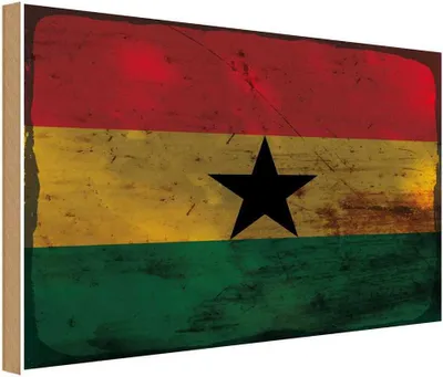 Produktbild von vianmo Holzschild 20x30 cm Ghana Rost Flagge Fahne Wappen