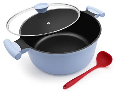 Obrázek produktu pro Elzusha - Hrnec s poklicí, 24 cm, objem 5 litrů, nepřilnavý povrch, modrá barva