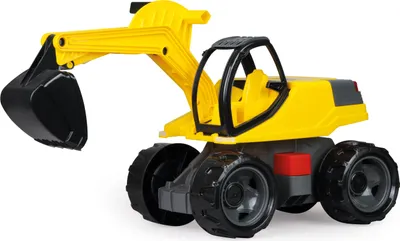 Produktbild von Simm Spielzeugbagger 63 cm 3+ Giga Truckies Pro gelb/schwarz mit großer Schaufel, 360° drehbarer und arretierbarer Baggeraufsatz, verzinkte Stahlachsen, Spiel Gut
