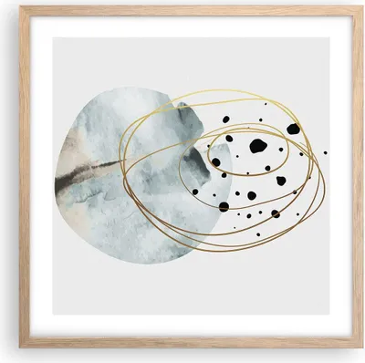 Produktbild von Gerahmtes Poster - Rahmen in heller Eiche - Modern Abstraktion Flecken - 50x50 cm - Wand Bild - Wanddeko - Wandbilder - Kunstposter - Wandposter - Bilderrahmen - Bilder - Kunstdruck - P2NAC50x50-4782