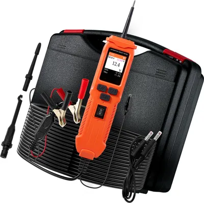 Obrázek produktu pro SucceBuy zkoušečka elektrických obvodů do auta 8-35 DCV se sondou, barevným TFT displejem a osvětlením, zkoušečka napětí s 6 m kabelem a kufříkem, elektrický detektor 2 v 1