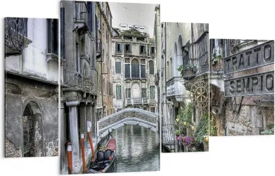 Produktbild von Bild auf Leinwand - Leinwandbild - Venedig Brücke Wasser - 120x70cm - Wand Bild - Wanddeko - Leinwanddruck - Bilder - Kunstdruck - Wanddekoration - Leinwand bilder - Wandkunst - DL120x70-3522