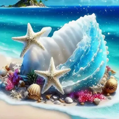 Produktbild von NORIMPEX Diamantov maloven Muscheln auf der Insel 30x40cm