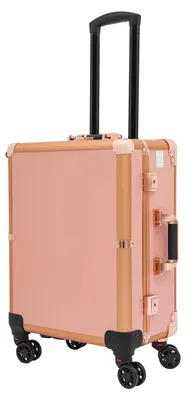 Immagine prodotto di Valigetta professionale per il trucco - Carrello portatrucco con specchio a LED - 8 lampade a LED - Con chiusura a chiave - 4 ruote - Spina europea - Rosa oro