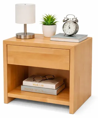 Produktbild von Nachtkonsole 40x46x33 Schubladen-Nachtschrank Buche Nachttisch #4116