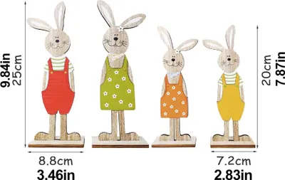 Zdjęcie produktu dla Zajączek wielkanocny Dekoracja stołu Śliczne drewniane figurki królików Ozdoba do domowego ogrodu