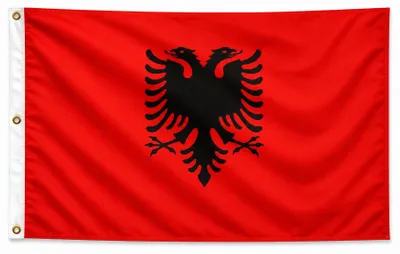 Produktbild von Flagge Fahne Albanien 90 x 150 cm mit 2 Ösen 100g/m² Stoffgewicht Hissfahne Hissflagge