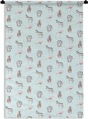 Produktbild von MuchoWow® Wandteppich Wandbehang Tiere - Muster - Pastell 60x90 cm Tapisserie Dekoration Wandtuch - Foto-Teppich - Abwaschbar