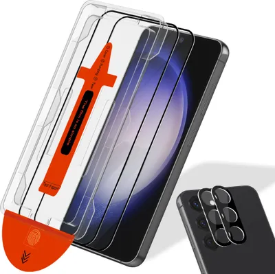 Produktbild von 2-Pack Samsung S23 Displayschutzfolie & 2-Pack Kameraschutz - Gehärtetes Glas | [Automatische Installation] - Blasenfrei