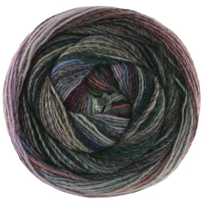 Produktbild von Lana Grossa GOMITOLO INTENSO 200 g Dochtgarn mit unregelmäßigem Ringeleffekt 700 m Farbe 232 - Dunkel-/Hellgrau/Flieder/Schwarz/Schwarzviolett/Rosa