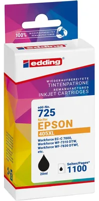 Immagine prodotto di edding 18-725, cartuccia di inchiostro nera compatibile con EPSON 405XL (T05H1)