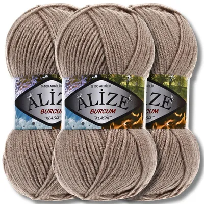 Immagine prodotto di Alize 3x 100 g Burcum Klasik Lana, tinta unita, uncinetto, lavoro a maglia (Milky Brown - 167)
