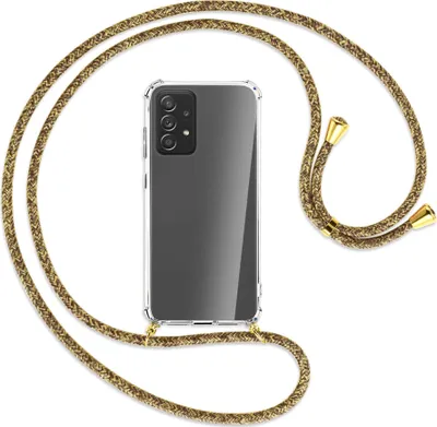 Produktbild von Handykette Backcover-Schutzhülle mit Band (Metall goldfarben) für Samsung Galaxy A72 - braun+beige