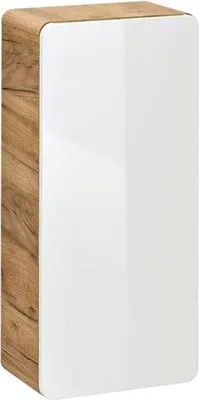Zdjęcie produktu dla Szafka Łazienkowa Wisząca 35 Cm Biały Połysk Dąb 1 Drzwi Nowoczesna