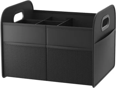 Obrázok produktu pre Organizér do batožinového priestoru – úložný box do auta – systém na usporiadanie vecí v aute – skladací s priehradkami – 30 litrov – čierna farba