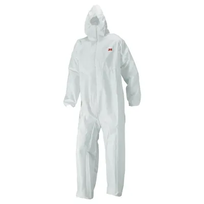 Produktbild von 3M, Modell 4520, Schutzanzug de Schutztyp 5/6, SMMMS, gegen Staub und Spritzer of von Flüssigkeiten, leicht und atmungsaktiv, mit Kapuze, Reißverschluss und Antistatikschutz, Größe XL.