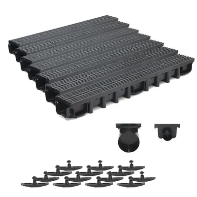 Produktbild von SPEEDPLANT Entwässerungsrinne A15 mit Kunststoffrost Schwarz Line – 7 m Bodenrinne, 1,5 t Belastbarkeit, Tiefe 98 mm, inkl. Zubehör