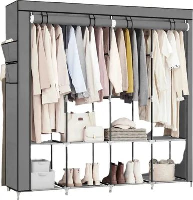 Immagine prodotto di Armadio in tessuto – Contenitore portaoggetti – Struttura in acciaio resistente – 45 x 170 x 167 cm